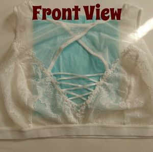 TORRID White Sheer Lace & Mesh Bralette, Size 4